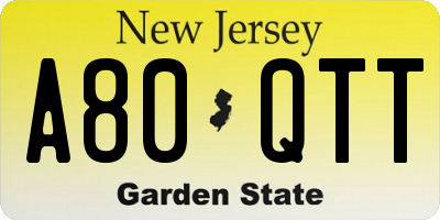 NJ license plate A80QTT