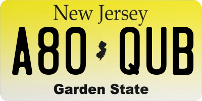 NJ license plate A80QUB