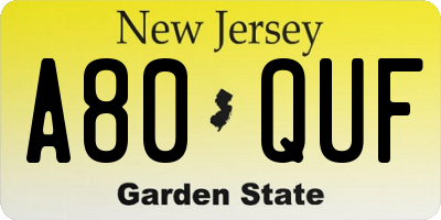 NJ license plate A80QUF