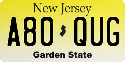 NJ license plate A80QUG