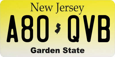 NJ license plate A80QVB