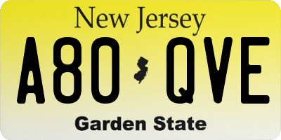 NJ license plate A80QVE