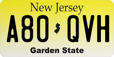 NJ license plate A80QVH