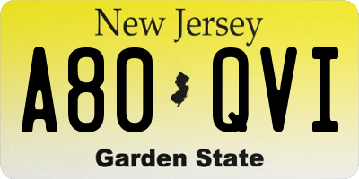 NJ license plate A80QVI