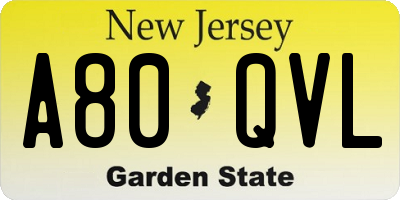 NJ license plate A80QVL