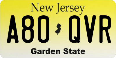NJ license plate A80QVR
