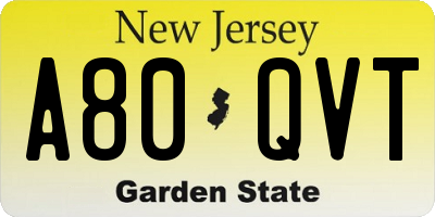 NJ license plate A80QVT