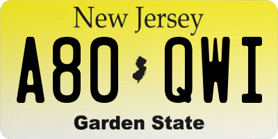 NJ license plate A80QWI