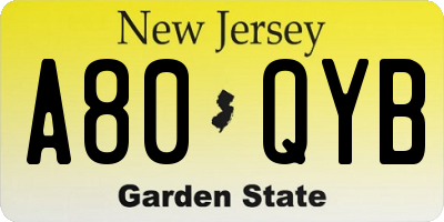 NJ license plate A80QYB