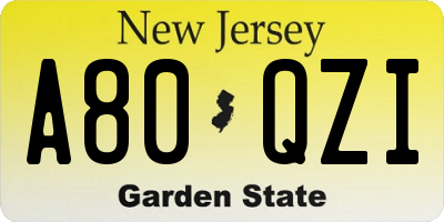 NJ license plate A80QZI