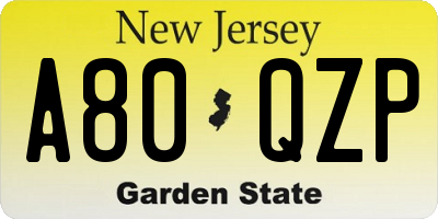 NJ license plate A80QZP