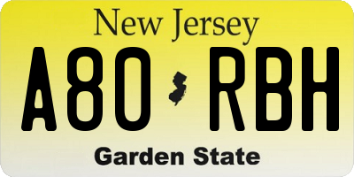 NJ license plate A80RBH