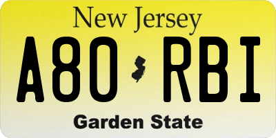NJ license plate A80RBI