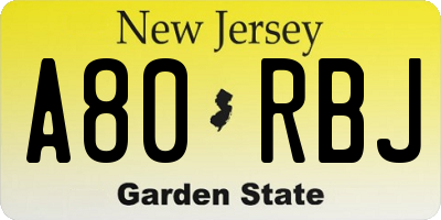 NJ license plate A80RBJ