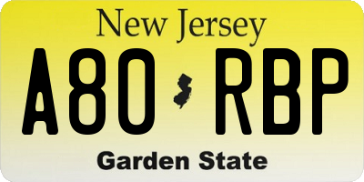 NJ license plate A80RBP