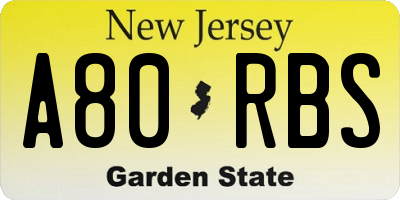 NJ license plate A80RBS