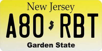 NJ license plate A80RBT