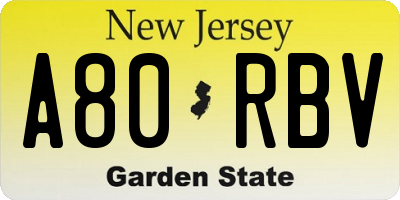 NJ license plate A80RBV