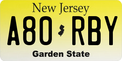 NJ license plate A80RBY