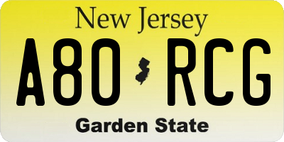 NJ license plate A80RCG