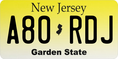 NJ license plate A80RDJ