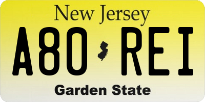 NJ license plate A80REI