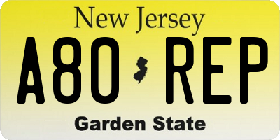NJ license plate A80REP