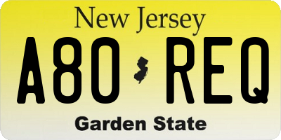 NJ license plate A80REQ