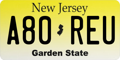NJ license plate A80REU