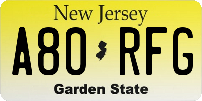 NJ license plate A80RFG