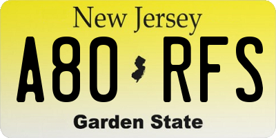 NJ license plate A80RFS