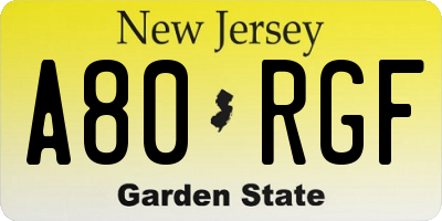 NJ license plate A80RGF