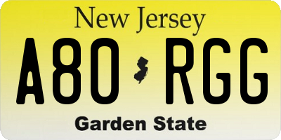 NJ license plate A80RGG