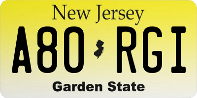 NJ license plate A80RGI