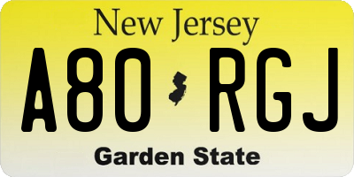 NJ license plate A80RGJ