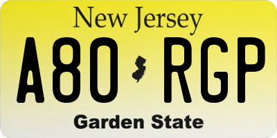 NJ license plate A80RGP