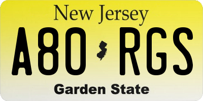 NJ license plate A80RGS