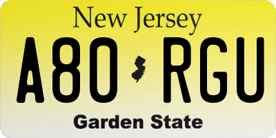 NJ license plate A80RGU
