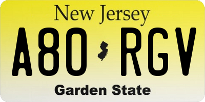 NJ license plate A80RGV