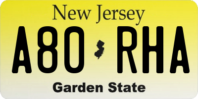 NJ license plate A80RHA