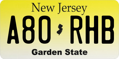 NJ license plate A80RHB
