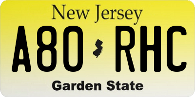 NJ license plate A80RHC