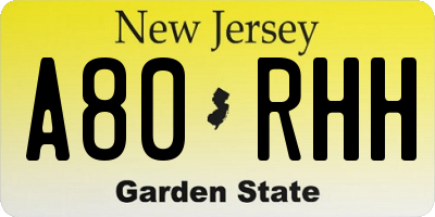 NJ license plate A80RHH