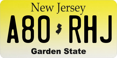 NJ license plate A80RHJ
