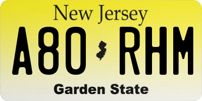 NJ license plate A80RHM