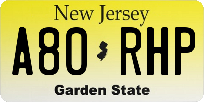NJ license plate A80RHP
