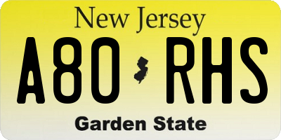 NJ license plate A80RHS