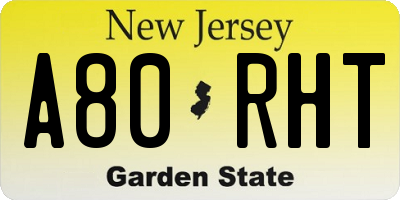 NJ license plate A80RHT