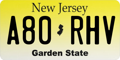 NJ license plate A80RHV