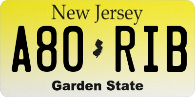 NJ license plate A80RIB